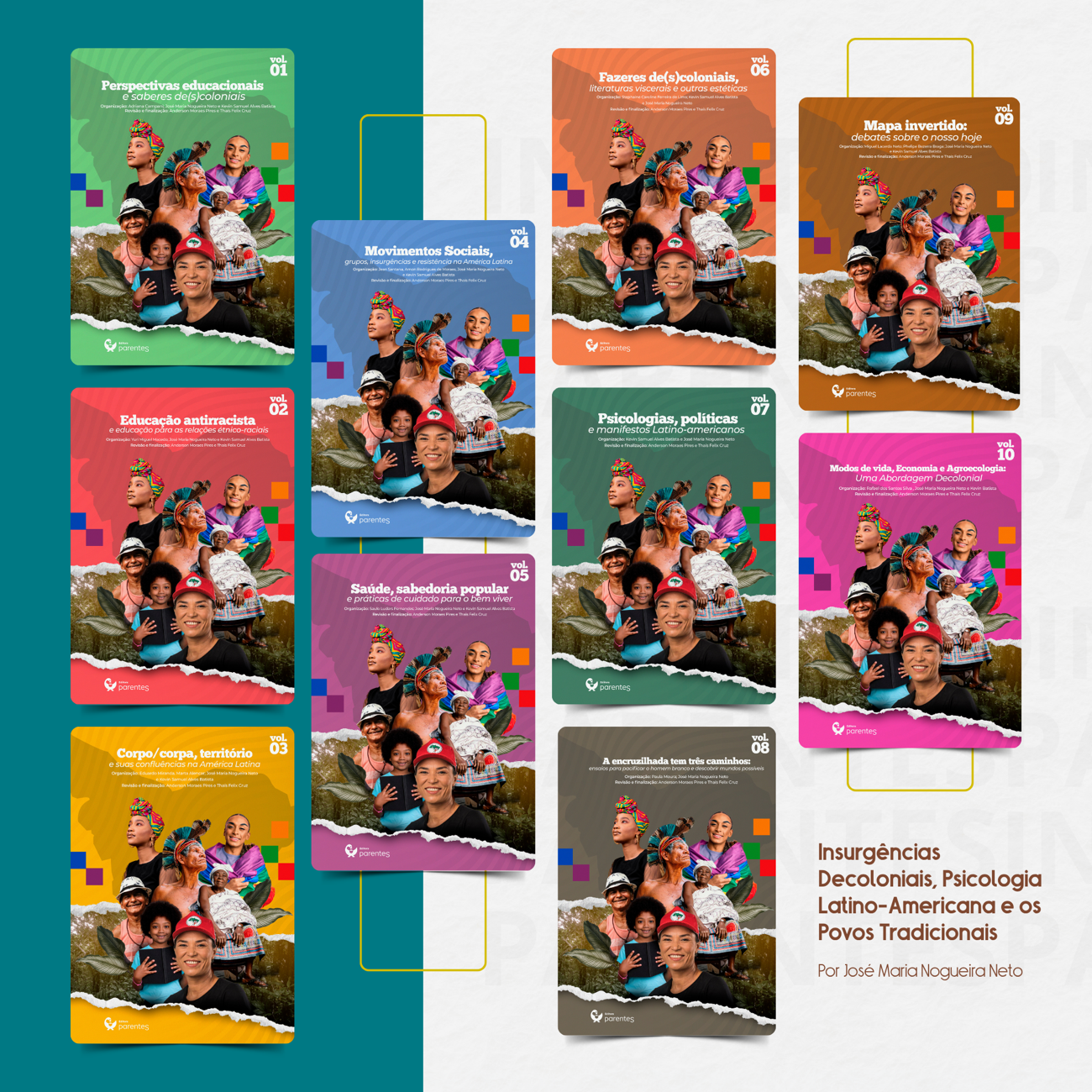 Mosaico com as capas dos dez e-books da coleção Insurgências Decoloniais da Editora Parentes